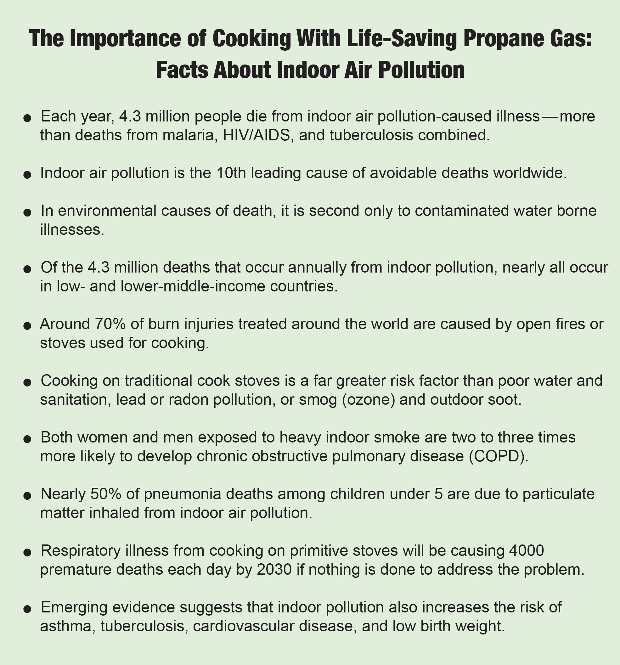 Cooking For Life Community Kitchen Initiative Reduces Deaths From Indoor Pollution By Using Propane Not Coal or Dung reports BPN the propane industry's leading source for news and information since 1939.