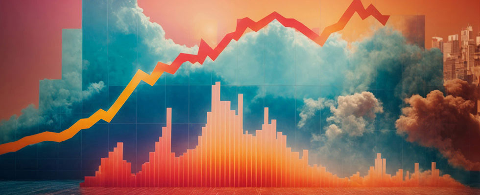 A sky and skyline with a graph line referencing propane prices