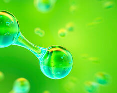 Green hydrogen H2 gas molecule